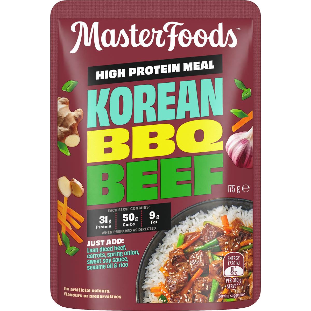MasterFoods High Protein Meal Korean BBQ Beef Recipe Base 175g