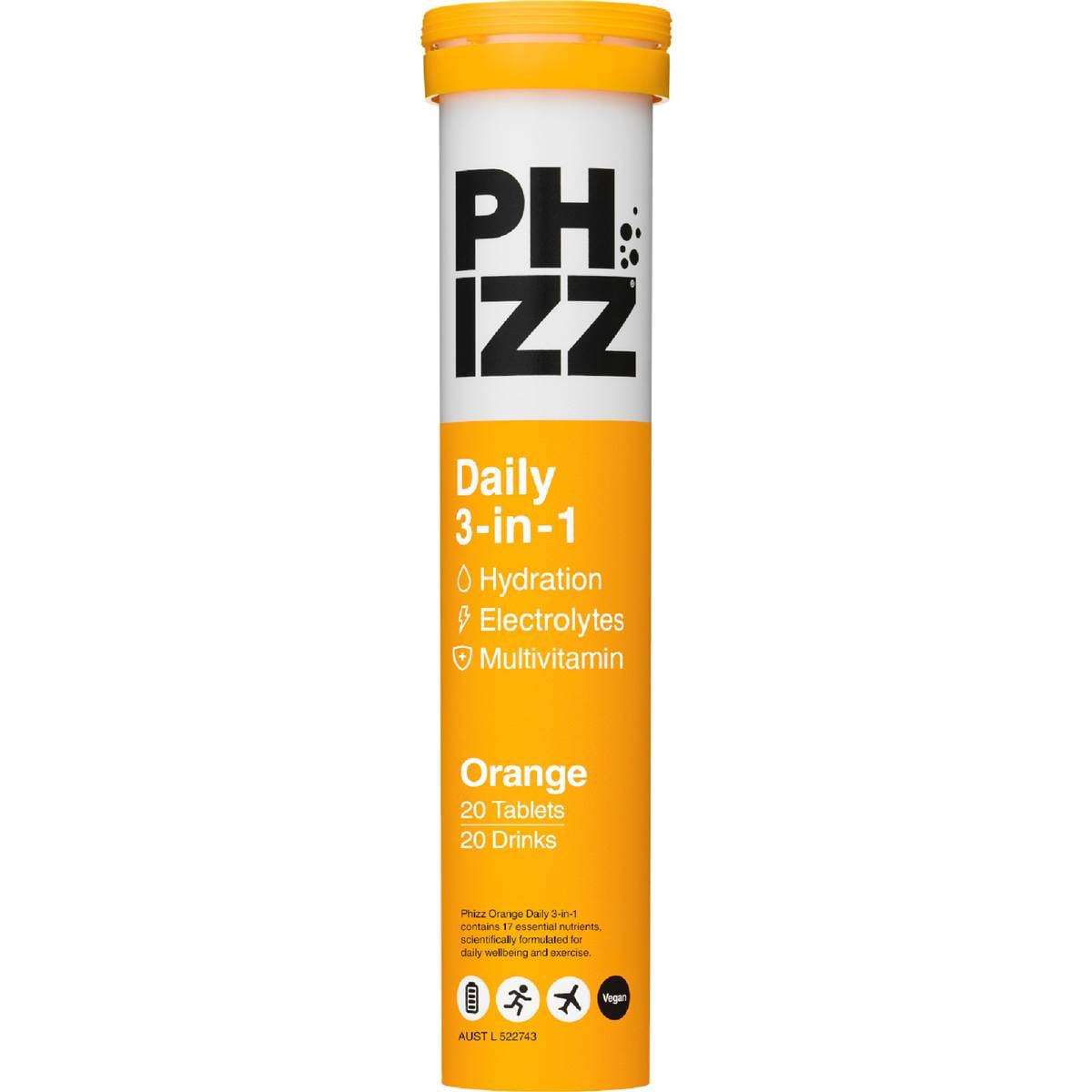 Phizz Daily 3-in-1 Electrolyte Tablets Orange