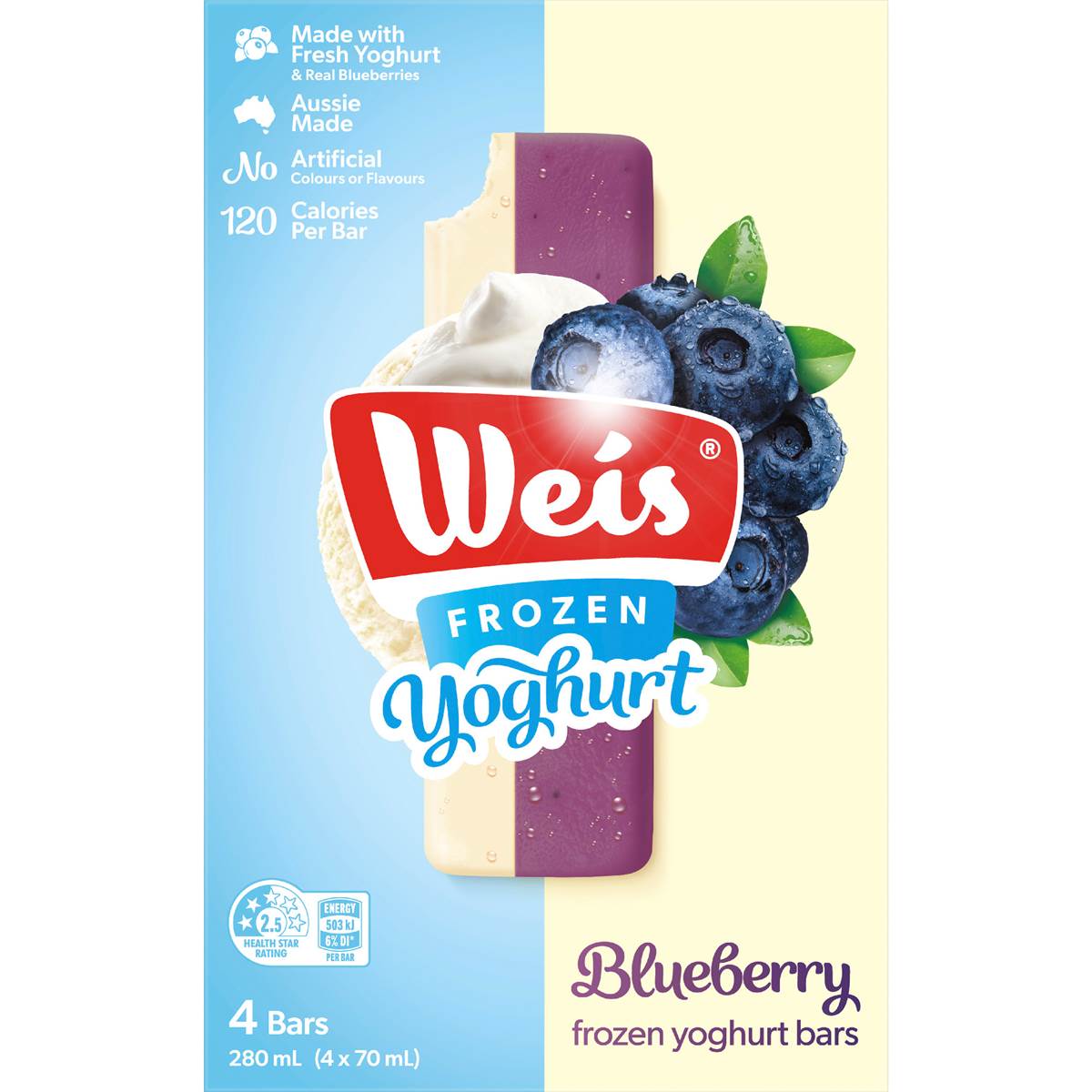 Weis Frozen Yogurt Ice Cream Bars Blueberry