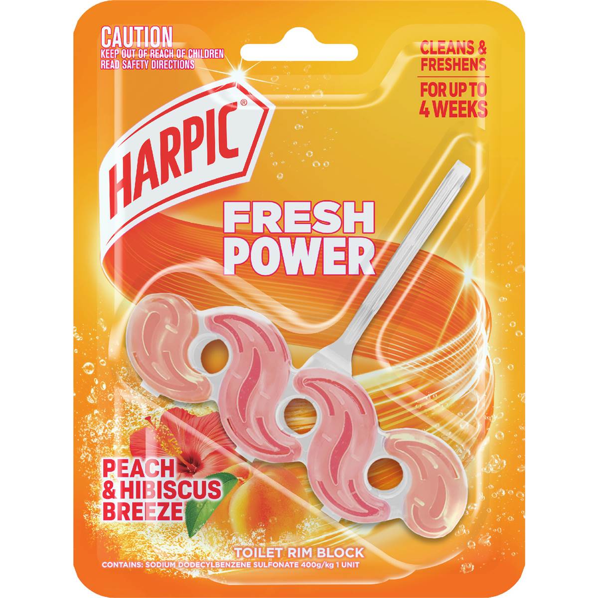 Harpic Fresh Power Toilet Rim Block Peach & Hibiscus Breeze