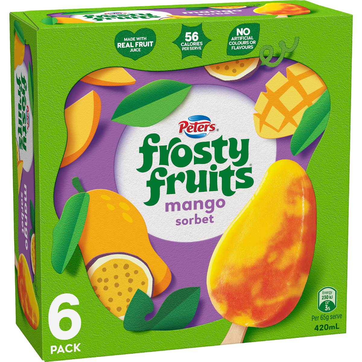Peters Frosty Fruits Mango Sorbet Sticks