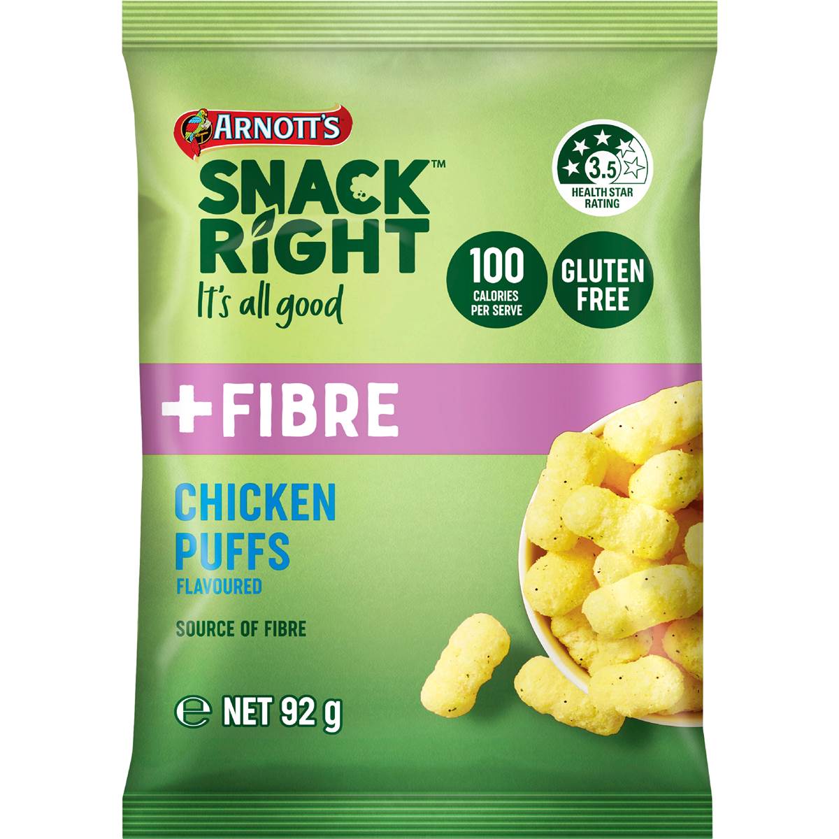Arnott's Snack Right Chicken Puffs 92g