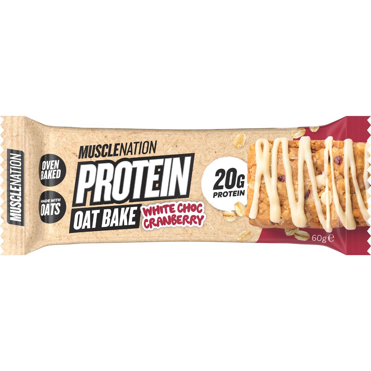 Muscle Nation Protein Oat Bake White Choc Cranberry