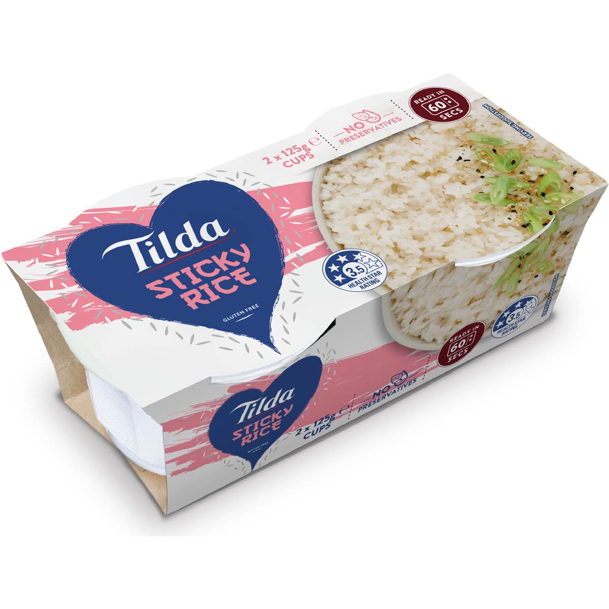 Tilda Microwave Sticky Rice Cups 125g x 2 pack
