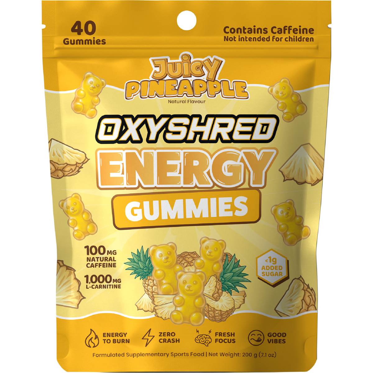 OxyShred Energy Gummies Juicy Pineapple