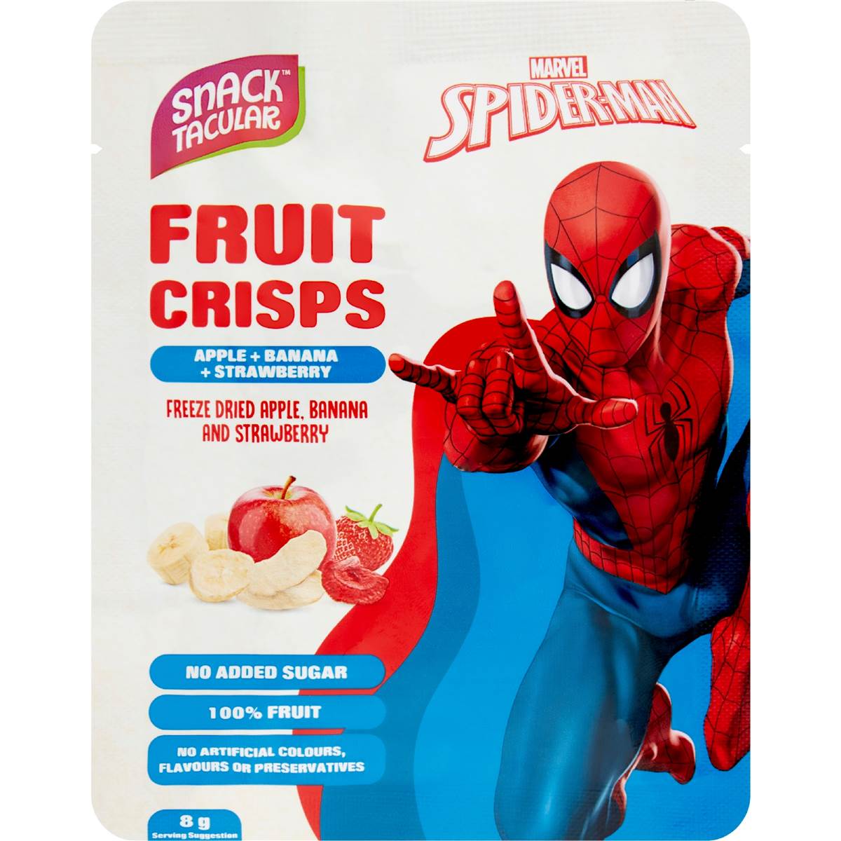 Snacktacular Fruit Crisp Apple, Banana & Strawberry Spiderman