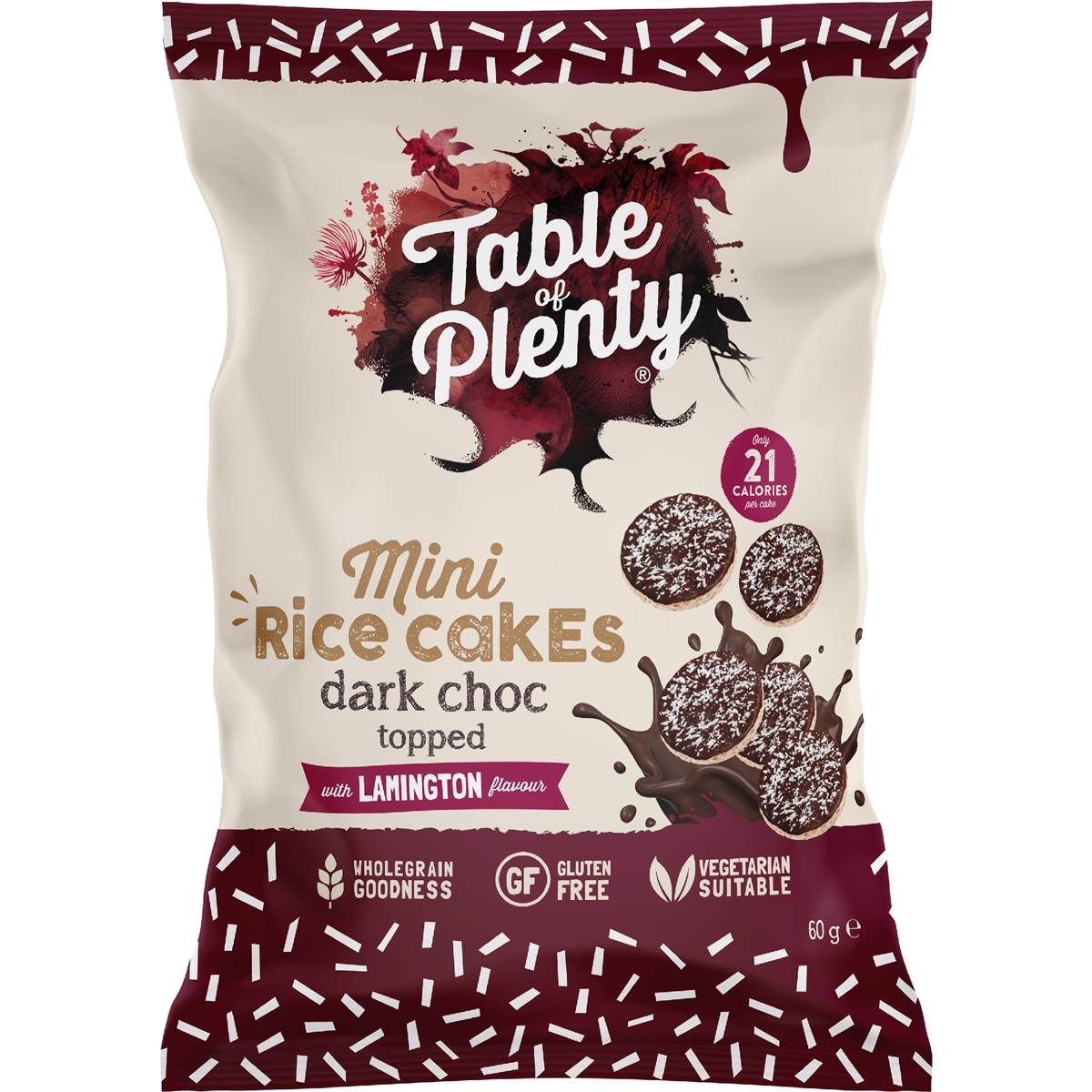 Table Of Plenty Mini Rice Cakes Dark Choc Lamington