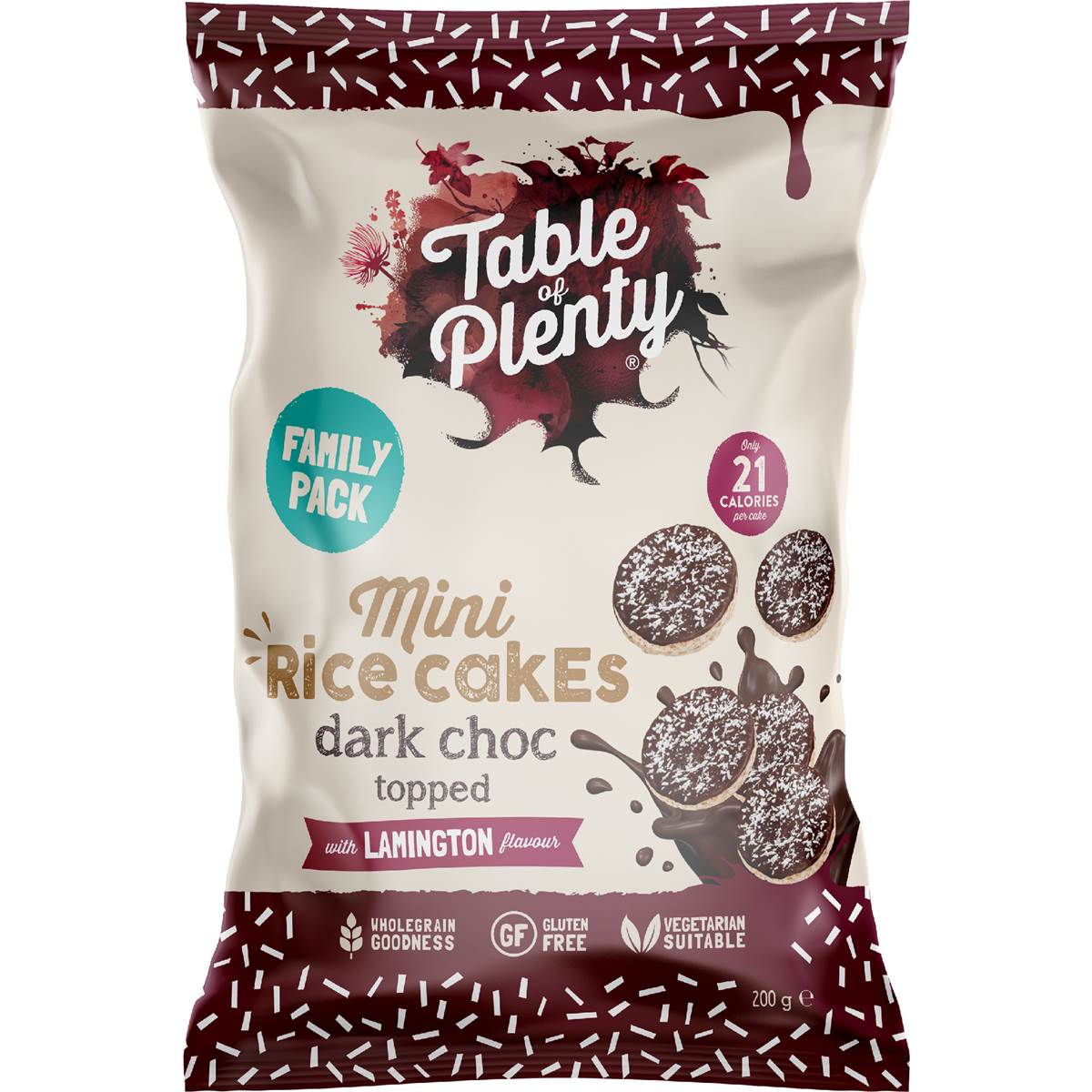 Table Of Plenty Mini Rice Cakes Dark Choc Lamington Family