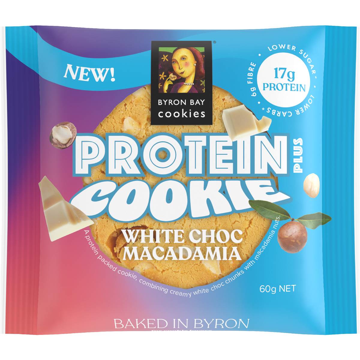 Byron Bay Cookies Protein Plus Cookie White Choc Macadamia