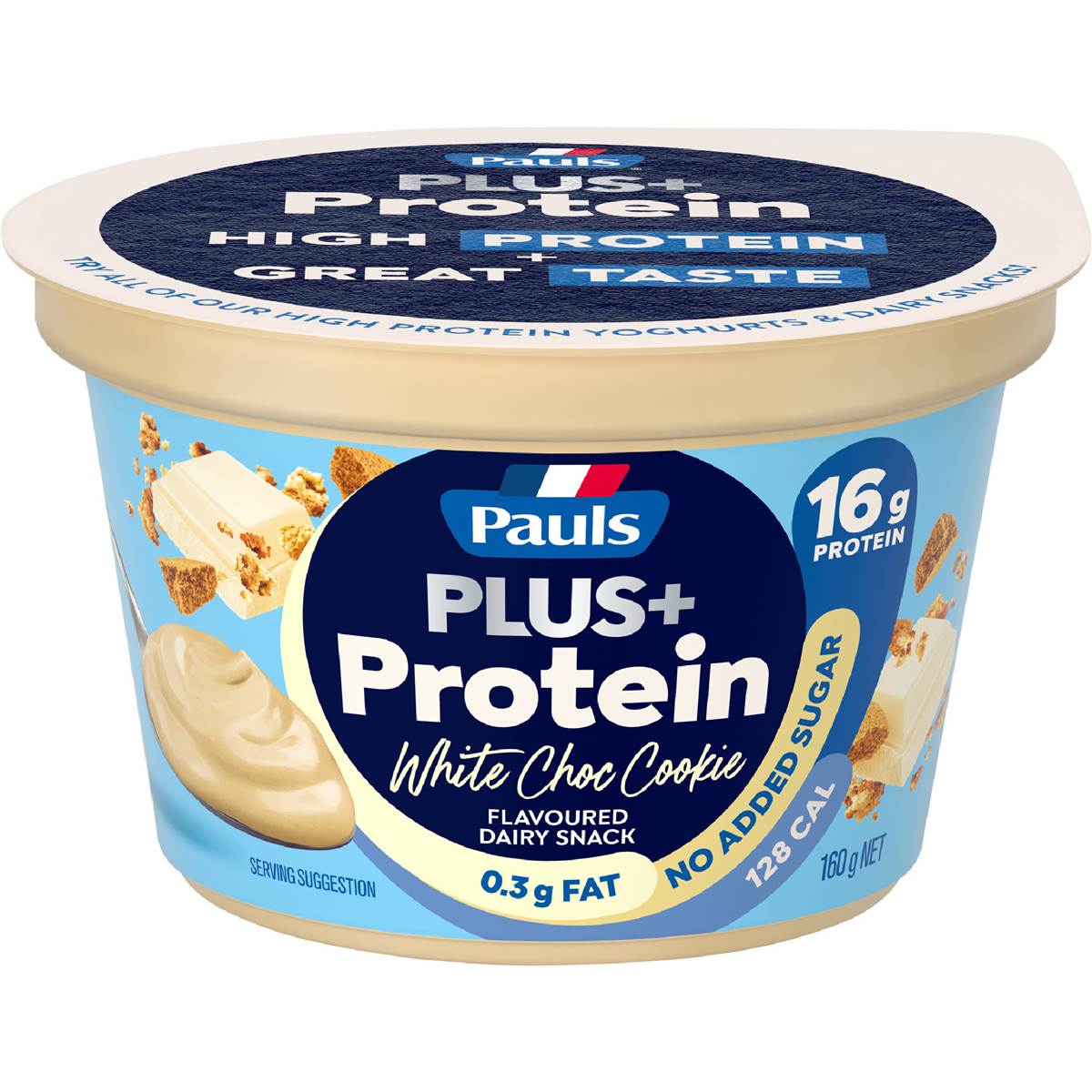 Pauls Plus Protein Dairy Snack Pot White Choc Cookie
