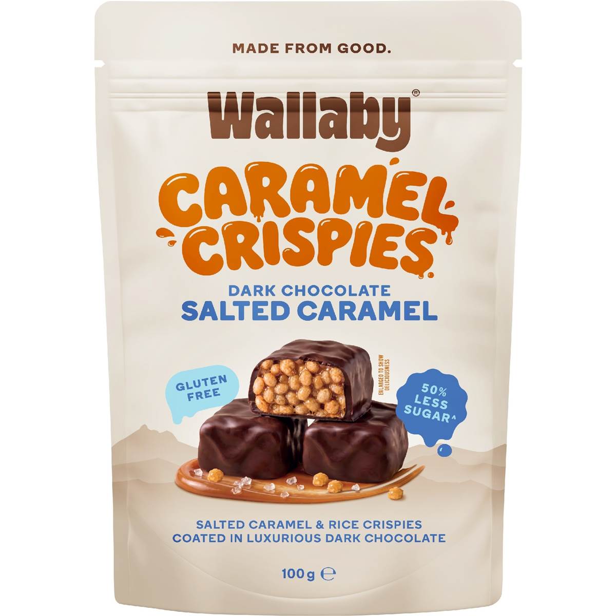 Wallaby Caramel Crispies Dark Chocolate Salted