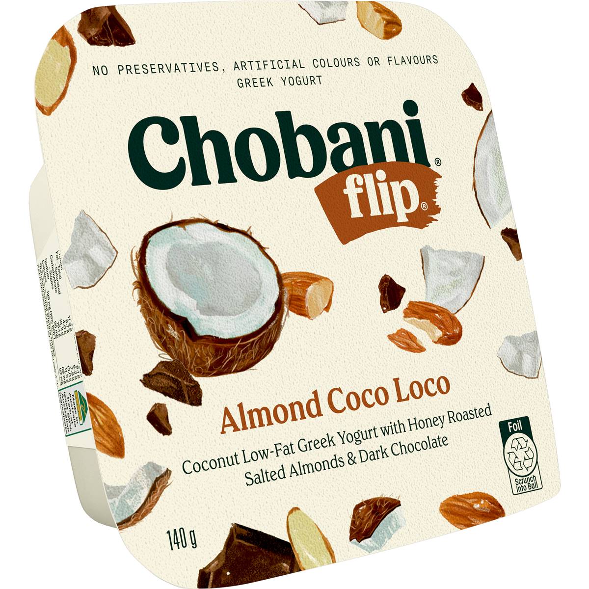 Calories in Chobani Flip Greek Yoghurt Almond Coco Loco calcount