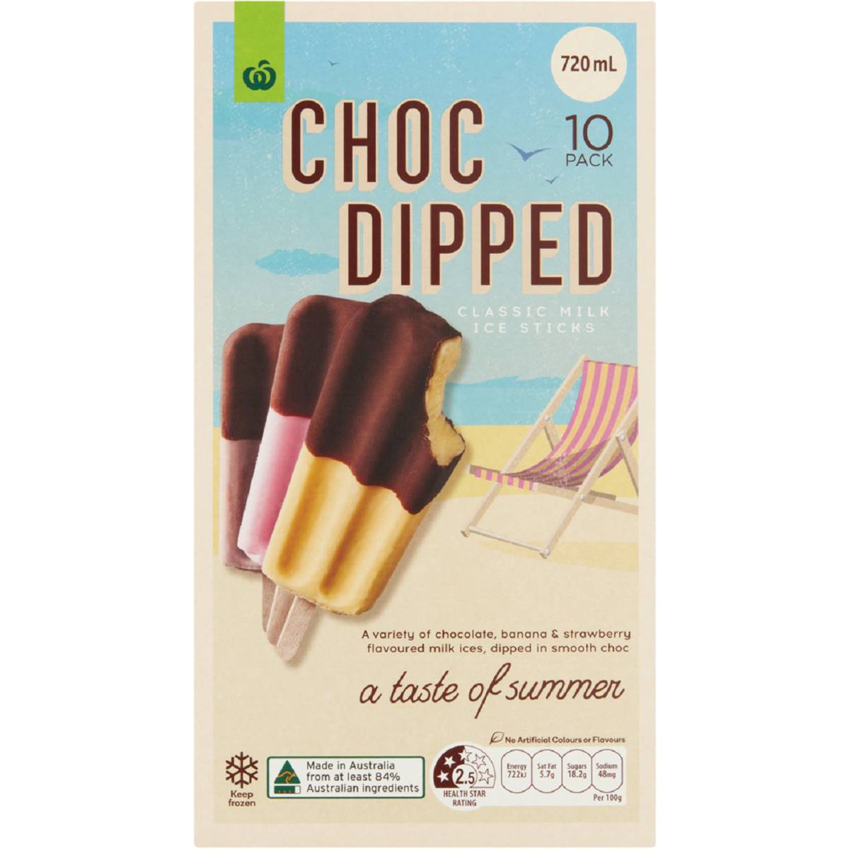 Calories in Woolworths Choc Dipped Milk Ice Variety Pack calcount