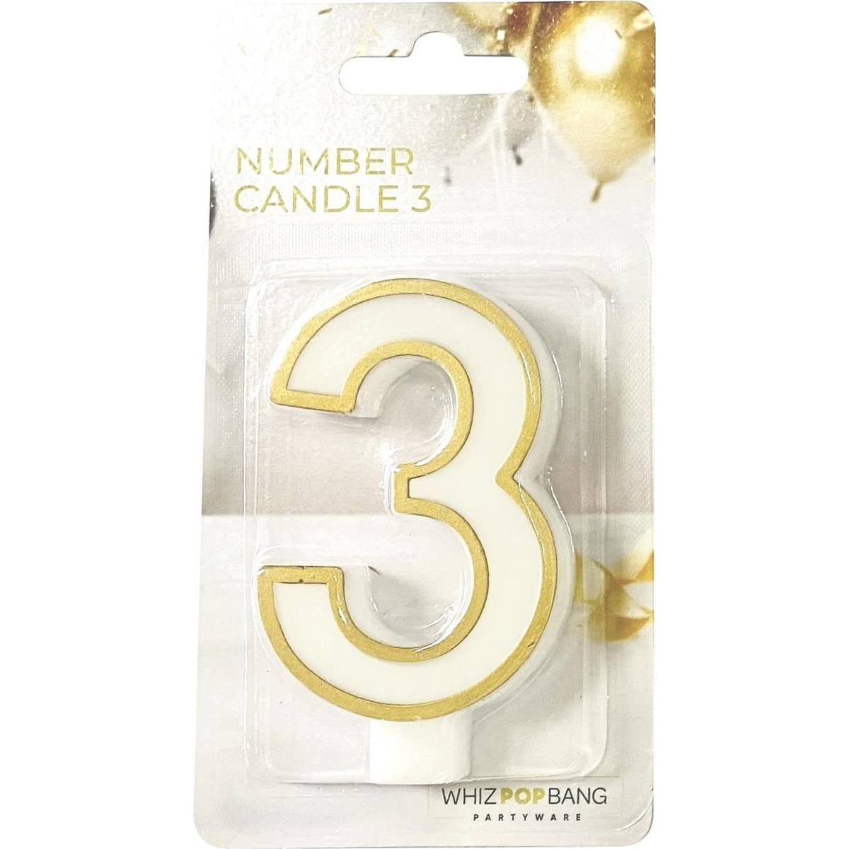 Whiz Pop Bang Number Candle 3 Assorted