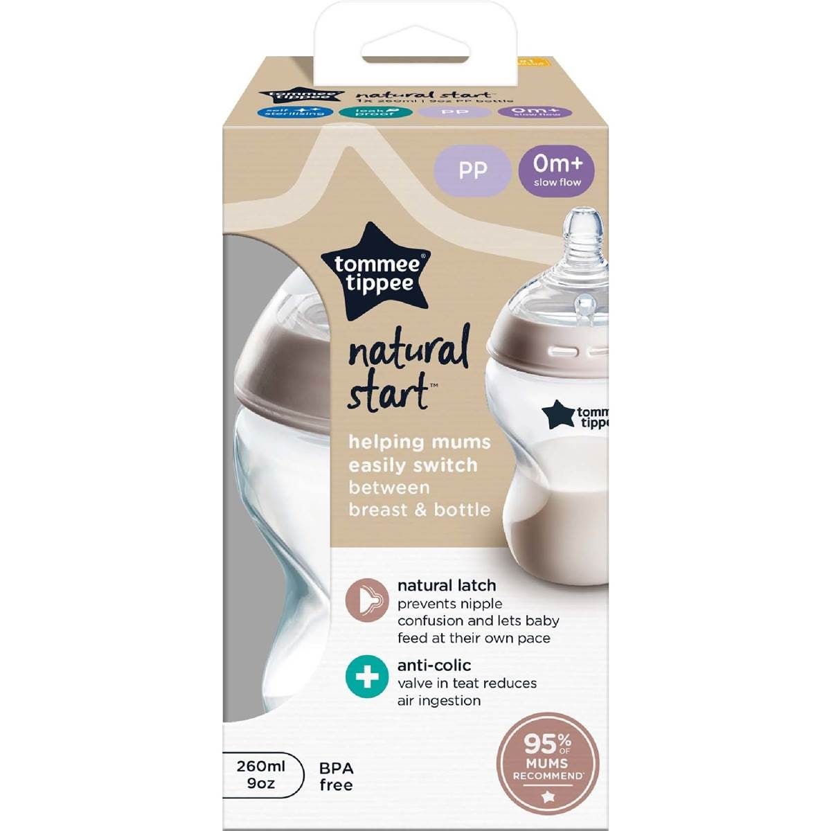 Tommee Tippee Natural Start Baby Bottle 0+M 260mL each