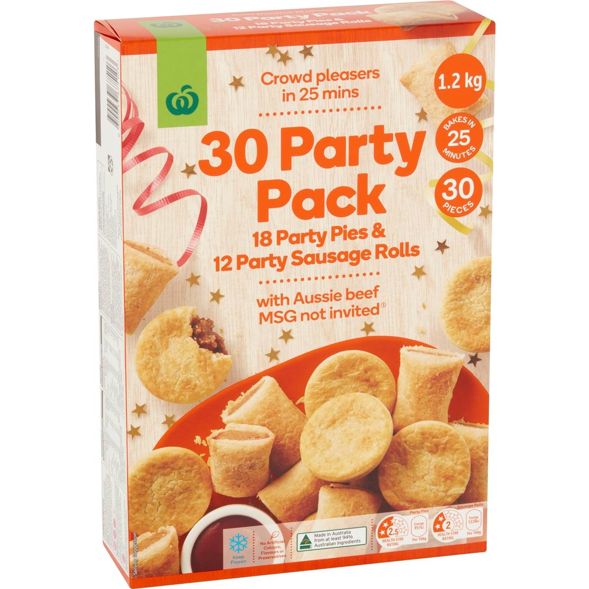Calories in Woolworths Party Pack Party Pies & Sausage Rolls