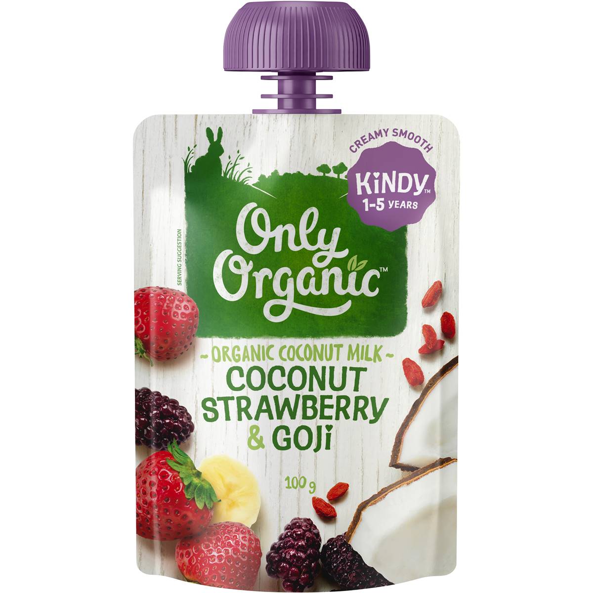 Only Organic Coconut Strawberry & Goji 100g
