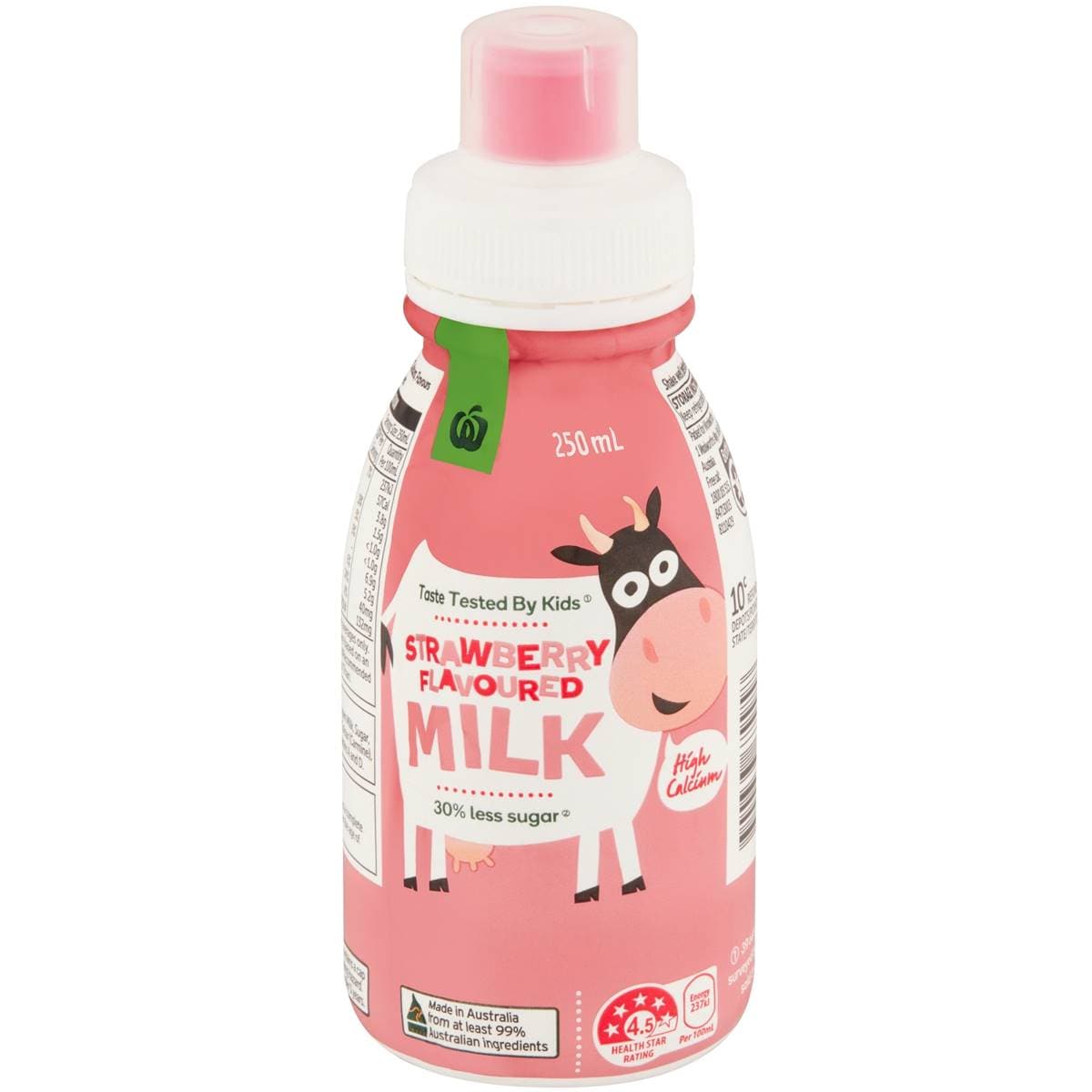 Calories in Woolworths Kids Strawberry Flavoured Milk calcount