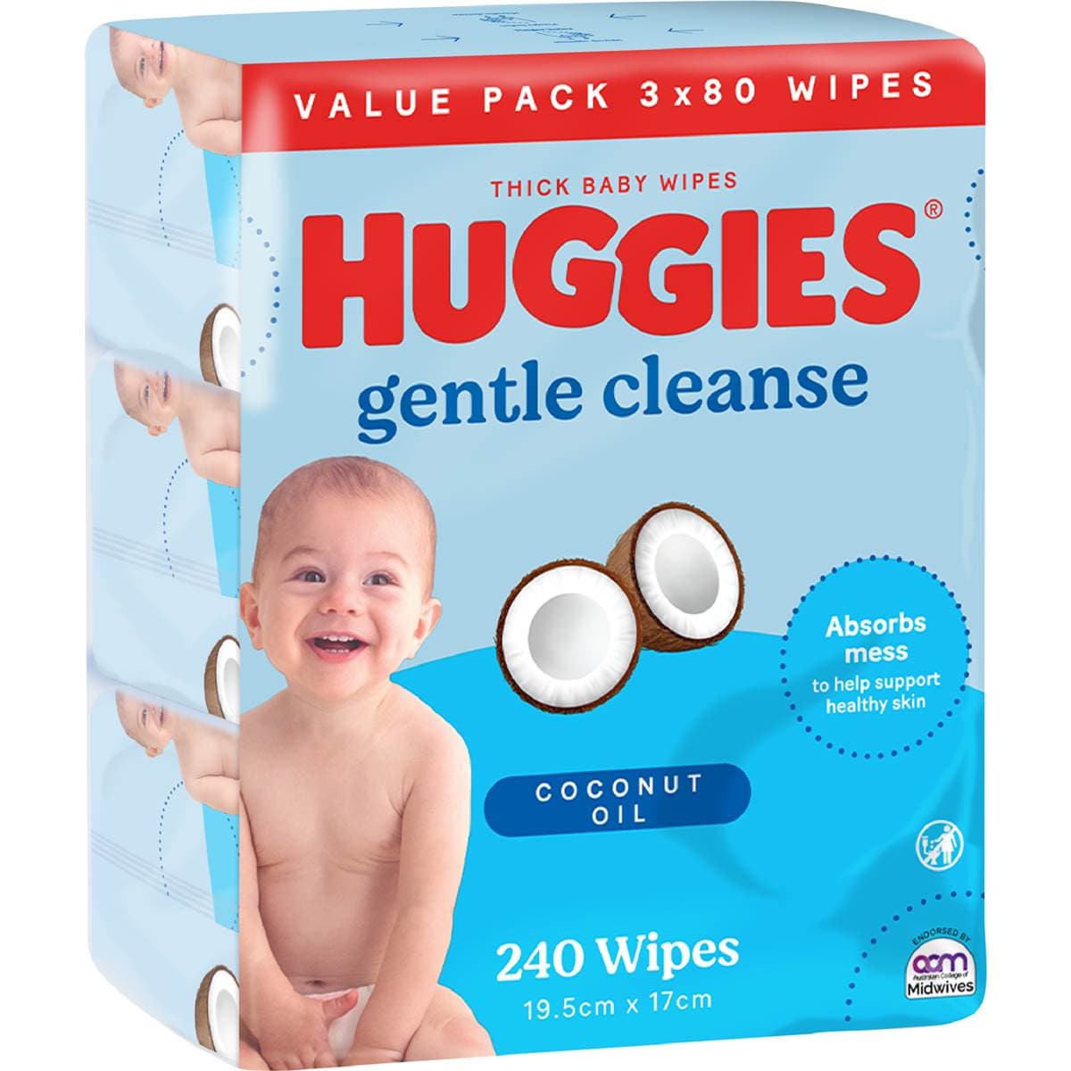 Huggies Thick Baby Wipes Coconut Oil 240 pack