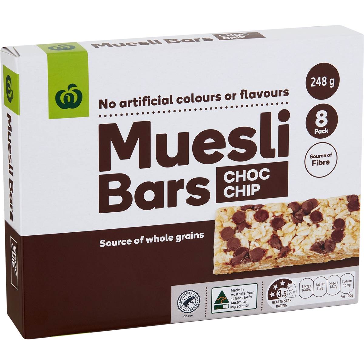 Calories in Woolworths Muesli Bar Choc Chip calcount