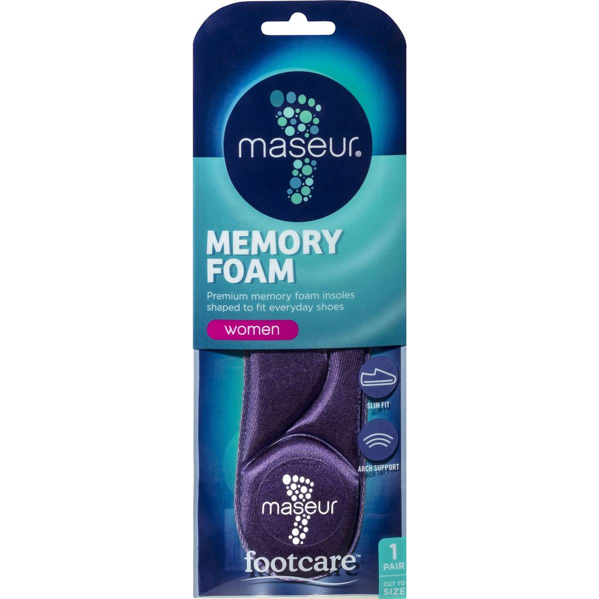 Footcare Memory Foam Insoles Womens Pair each