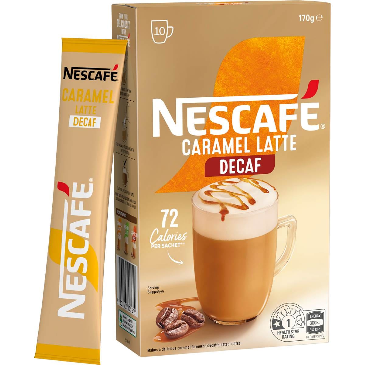 Nescafe Caramel Latte Decaf Coffee Sachets 10 pack