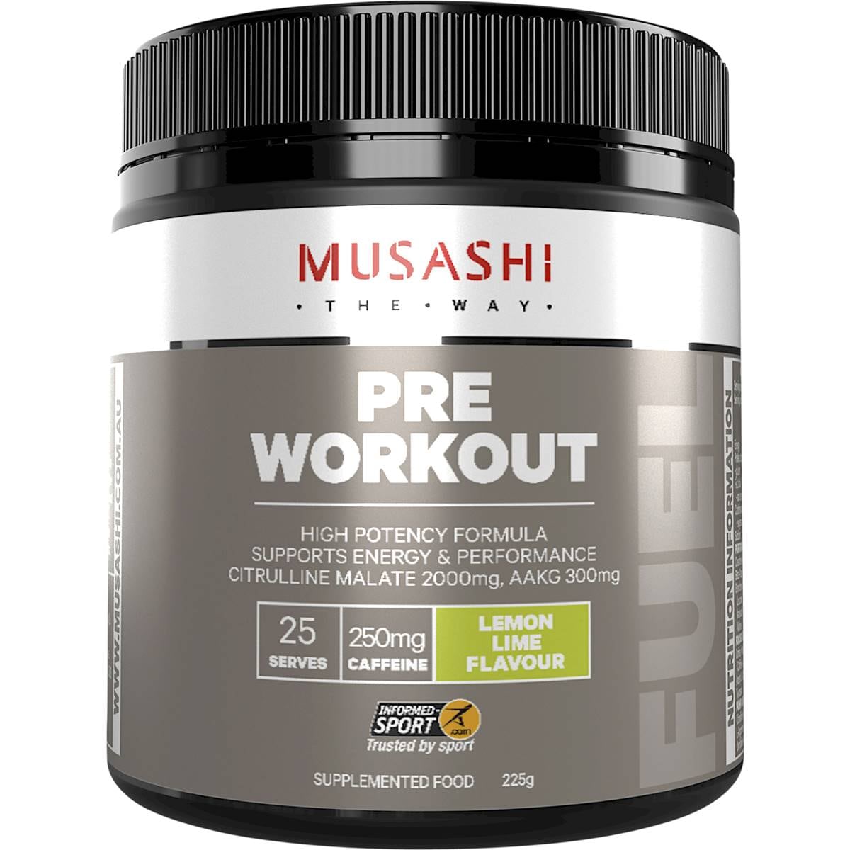 Musashi Pre Workout Lemon Lime 225g – Woolworths