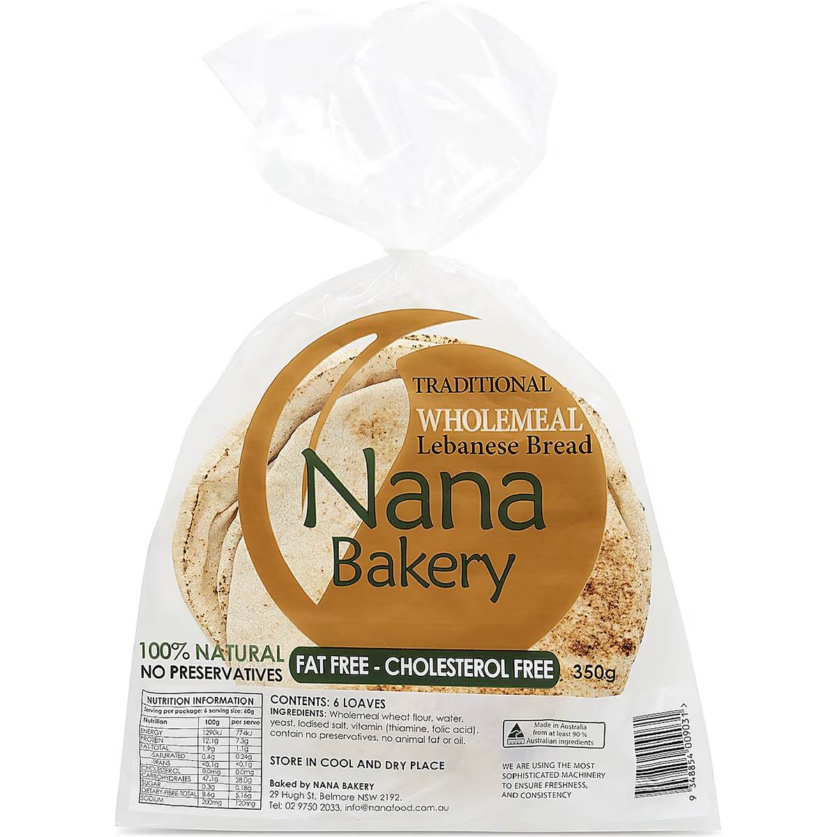 Nana Traditional Lebanese Bread Wholemeal