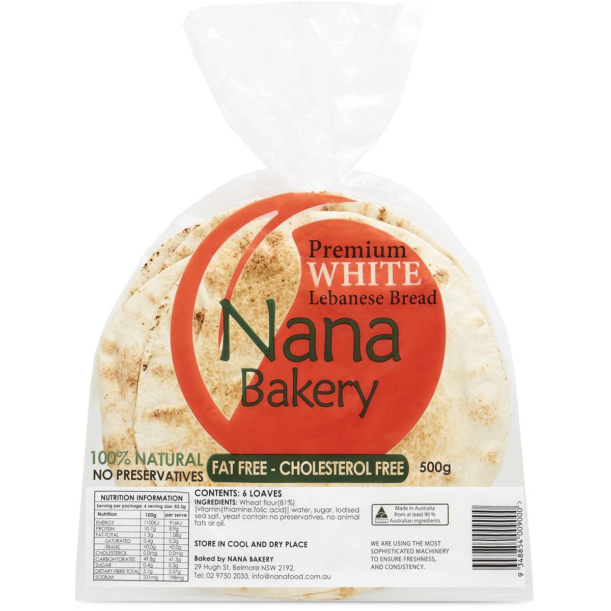 Calories in Nana Premium Lebanese Bread White calcount