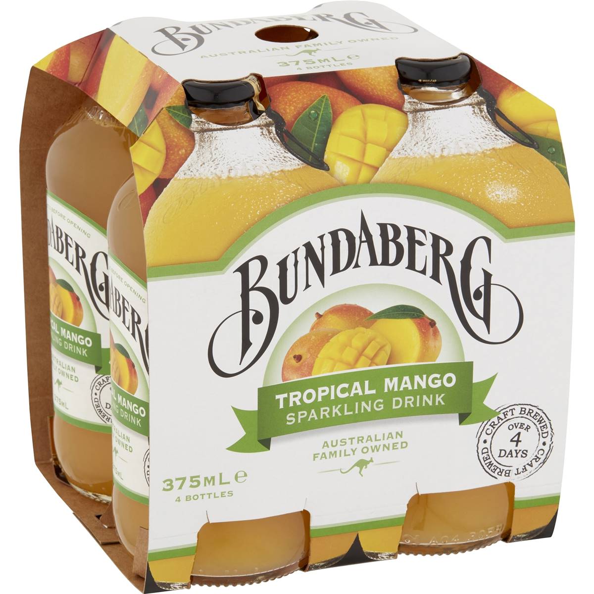 Bundaberg Tropical Mango Sparkling Drink 375mL x 4 pack