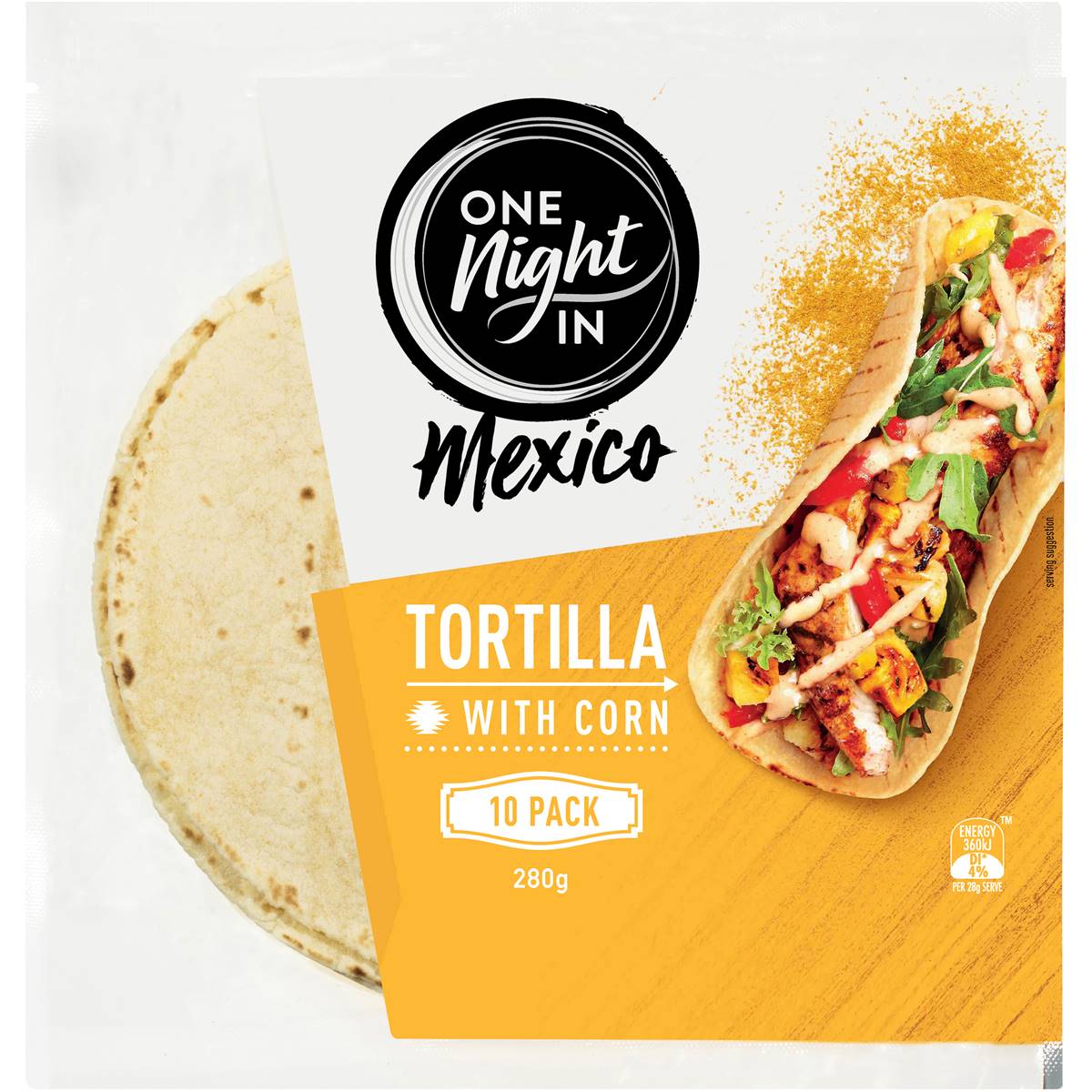 Calories in One Night In Mexico Tortilla With Corn calcount