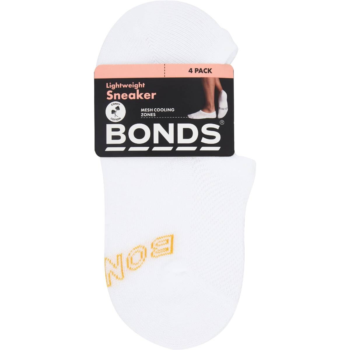 Bonds Ladies Lightweight Sneaker Socks Size 3-8 Assorted 4 pack