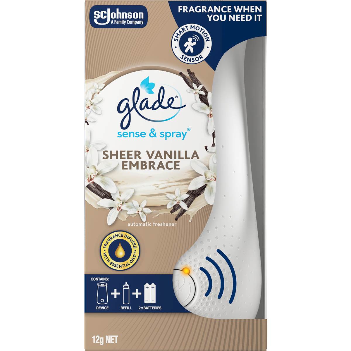 Glade Sense & Spray Automatic Air Freshener Sheer Vanilla 12g
