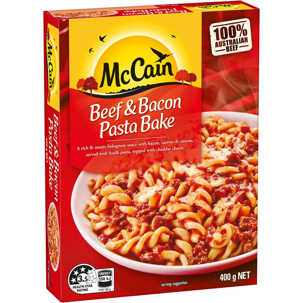 Calories in Mccain Beef & Bacon Pasta Bake Frozen Meal calcount