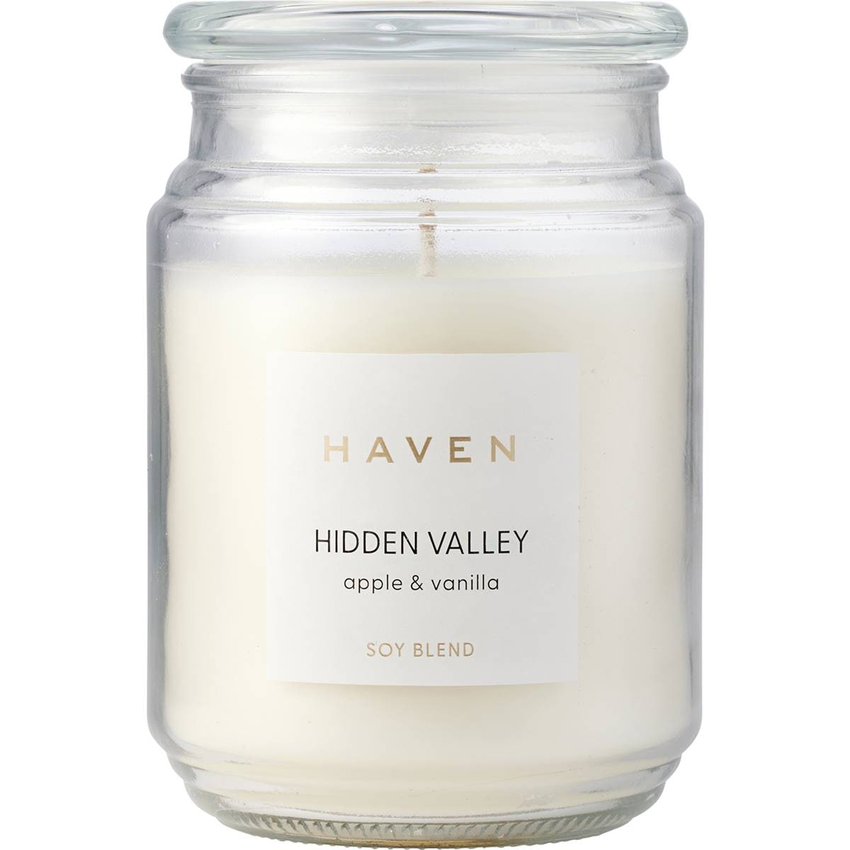 Haven 14.5cm Hidden Valley Apple & Vanilla Soy Blend Candle each