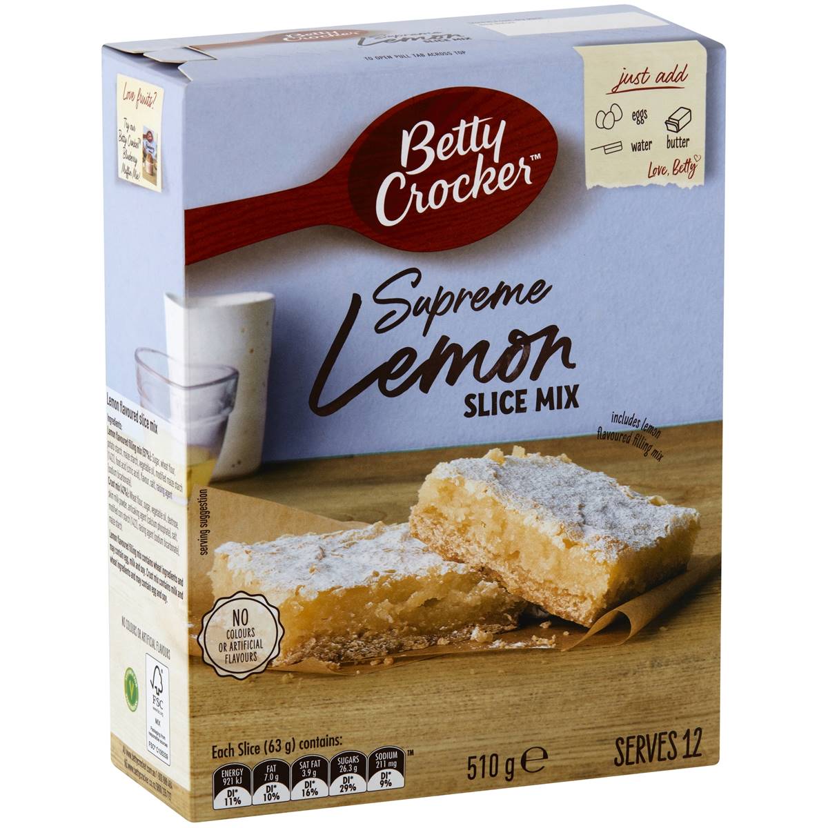 Calories in Betty Crocker Supreme Lemon Slice Mix Slice Mix