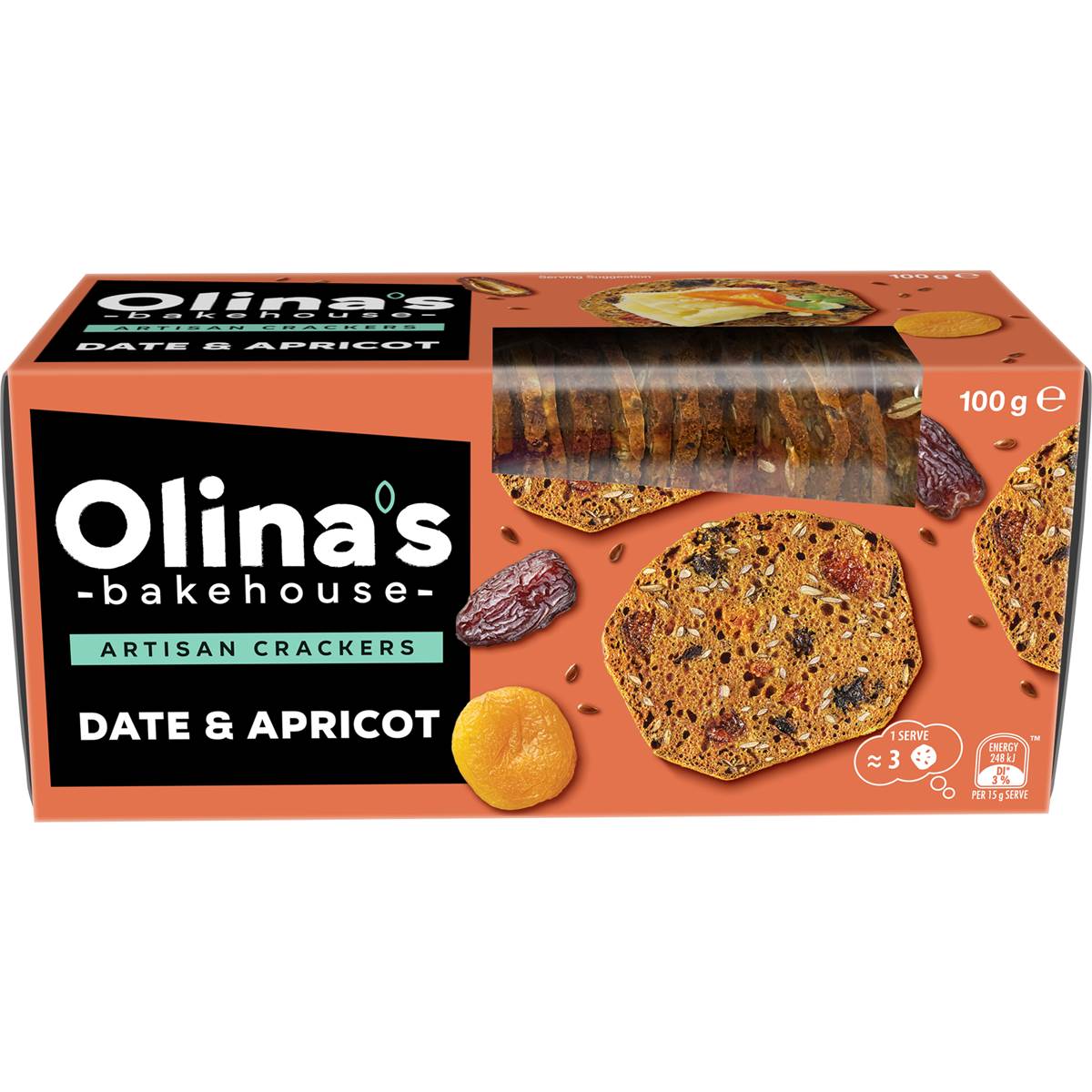 Olina's Bakehouse Artisan Crackers Biscuits Date & Apricot
