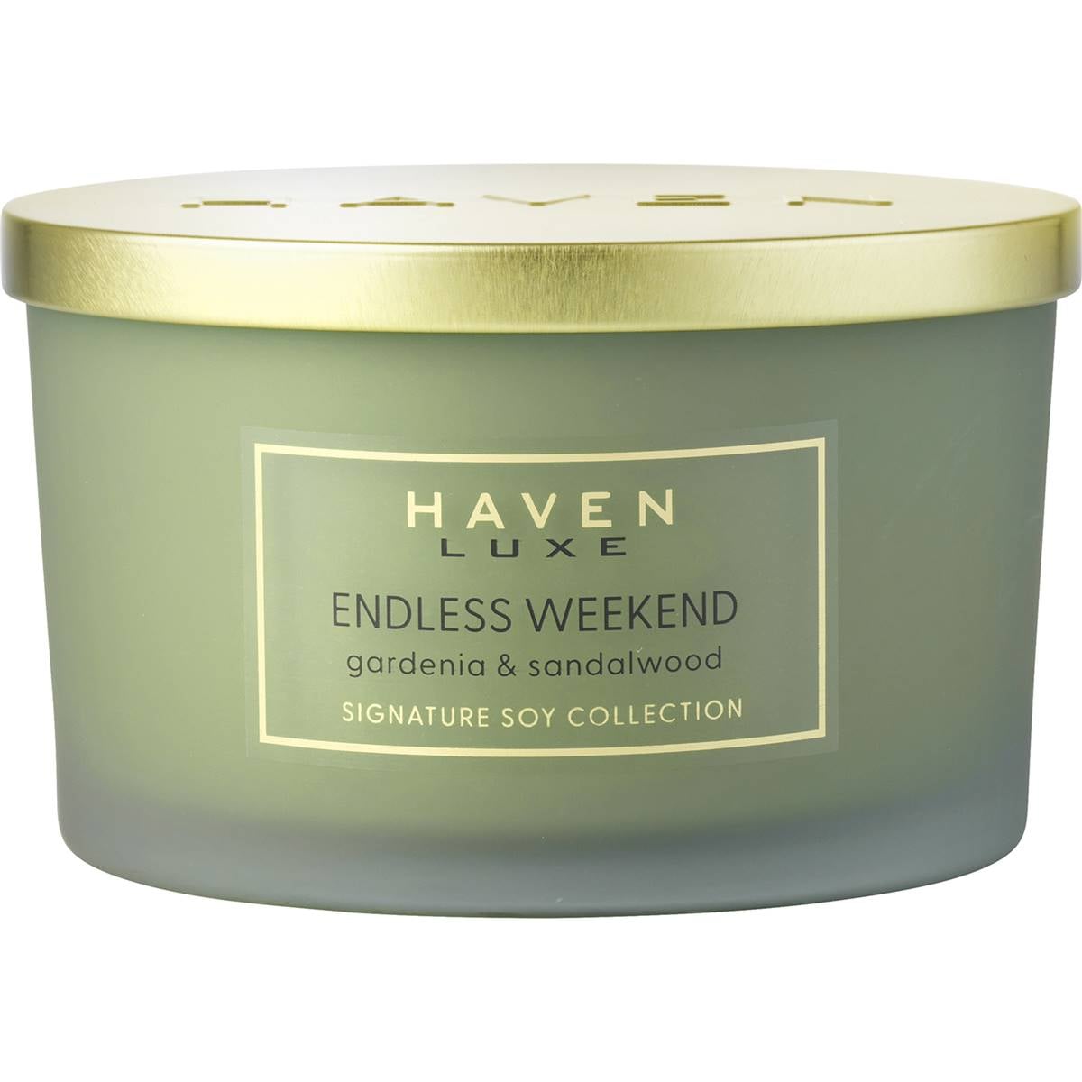 Haven Luxe Candle 3 Wick Gardenia & Sandalwood each