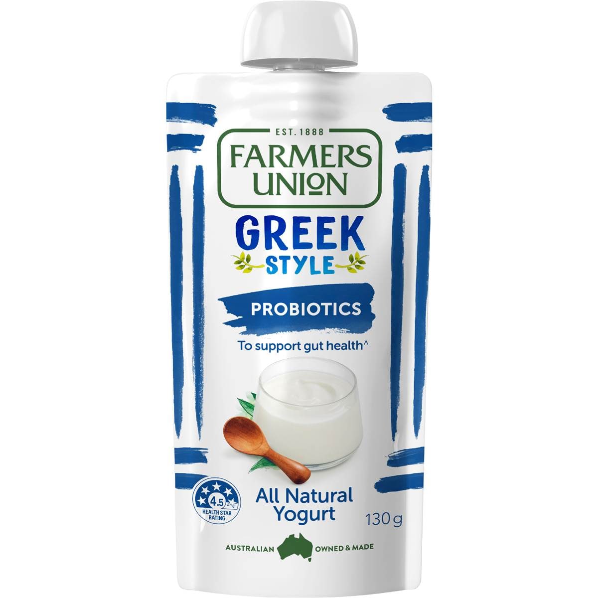 Farmers Union Greek Style Yoghurt Pouch Natural 130g