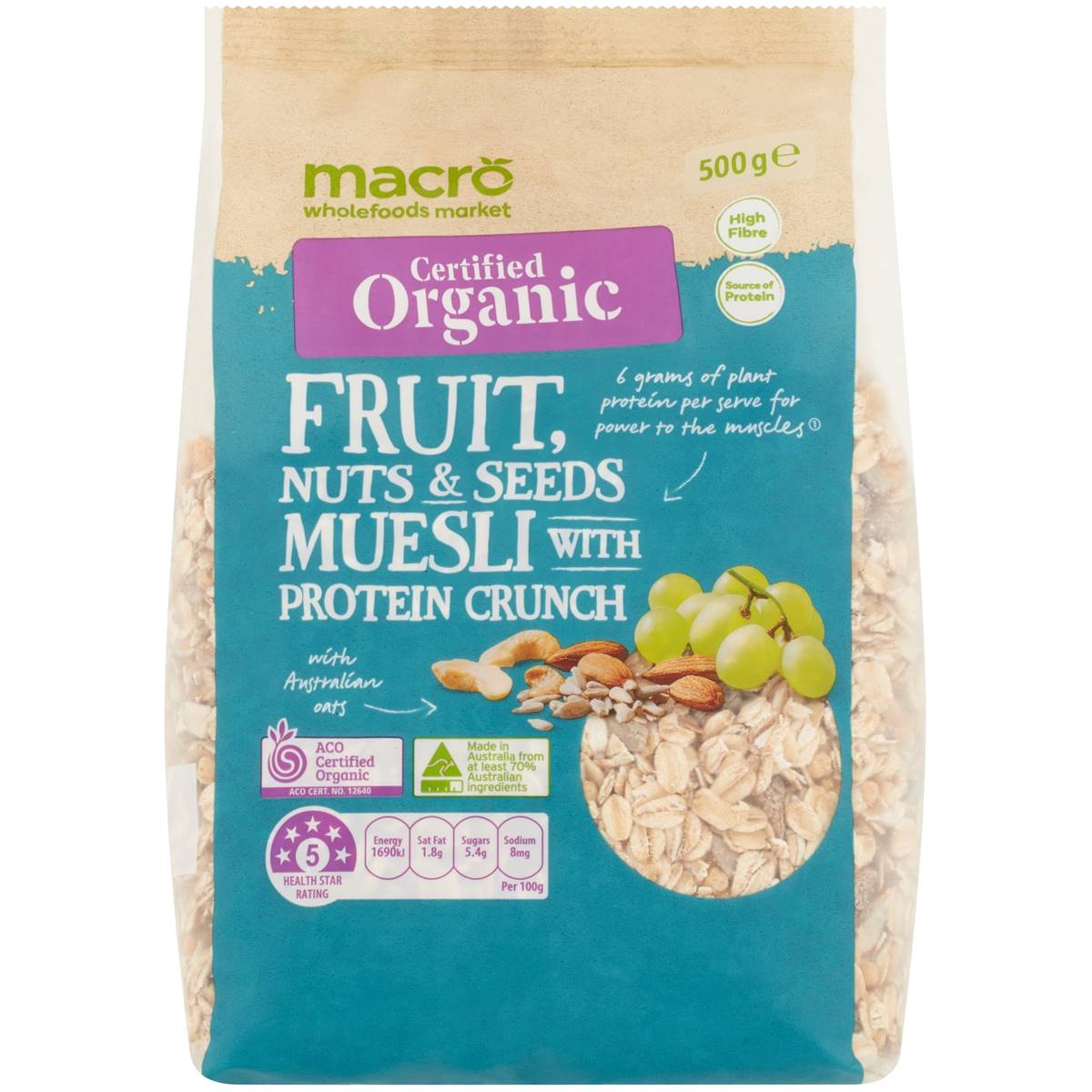Macro Organic Protein Fruit Nut & Seed Muesli