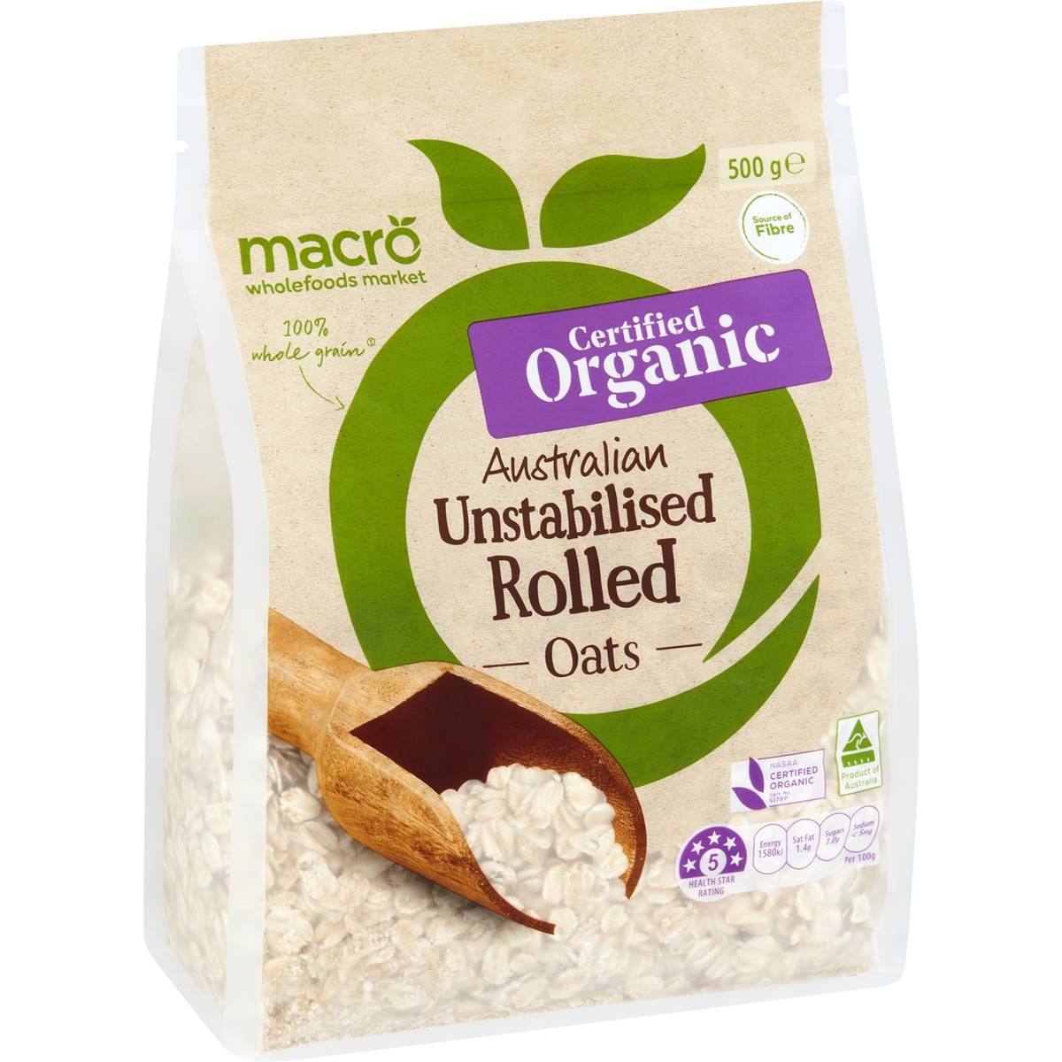 Calories in Macro Organic Oats Rolled Unstabilised calcount