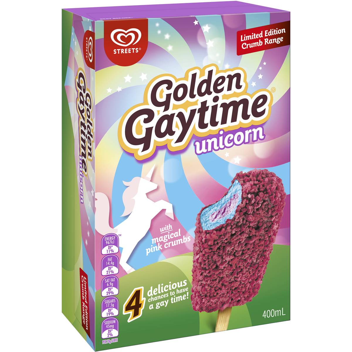 Calories in Streets Golden Gaytime Unicorn Limited Edition calcount