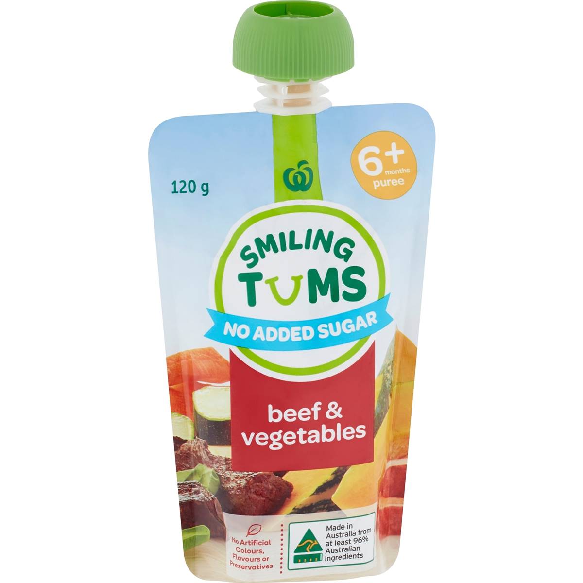 Calories in Woolworths Smiling Tums 6 Months+ Beef & Vegetables