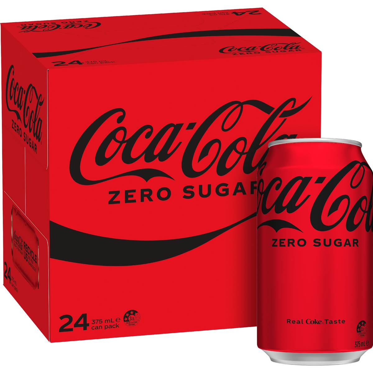 Coca-Cola Zero Sugar Soft Drink Cans 375mL x 24 pack