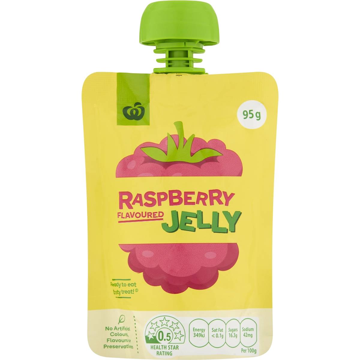 Calories in Woolworths Raspberry Flavoured Jelly In Pouch