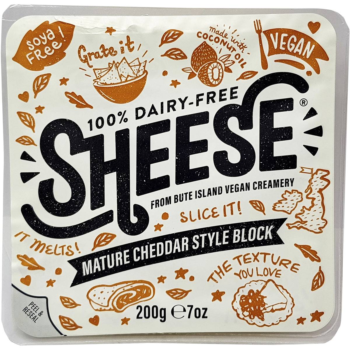 Calories in Sheese Mature Cheddar Vegan Cheese Block calcount