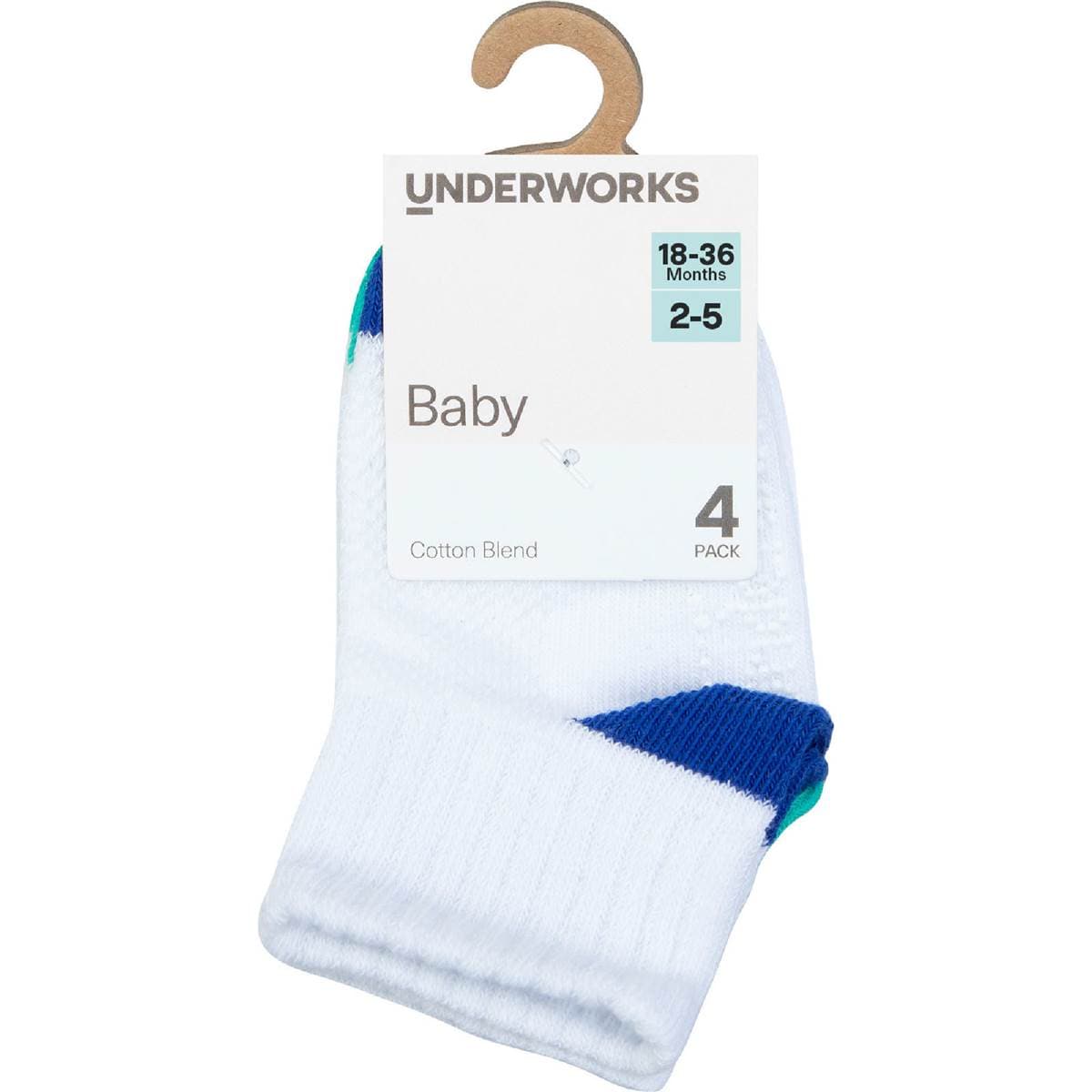Underworks Baby Cotton Crew Socks Assorted