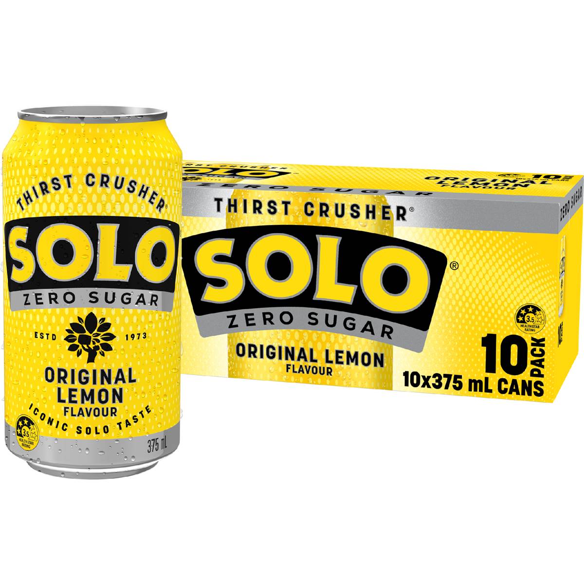 Solo Zero Sugar Original Lemon Soft Drink Cans 375mL x 10 pack