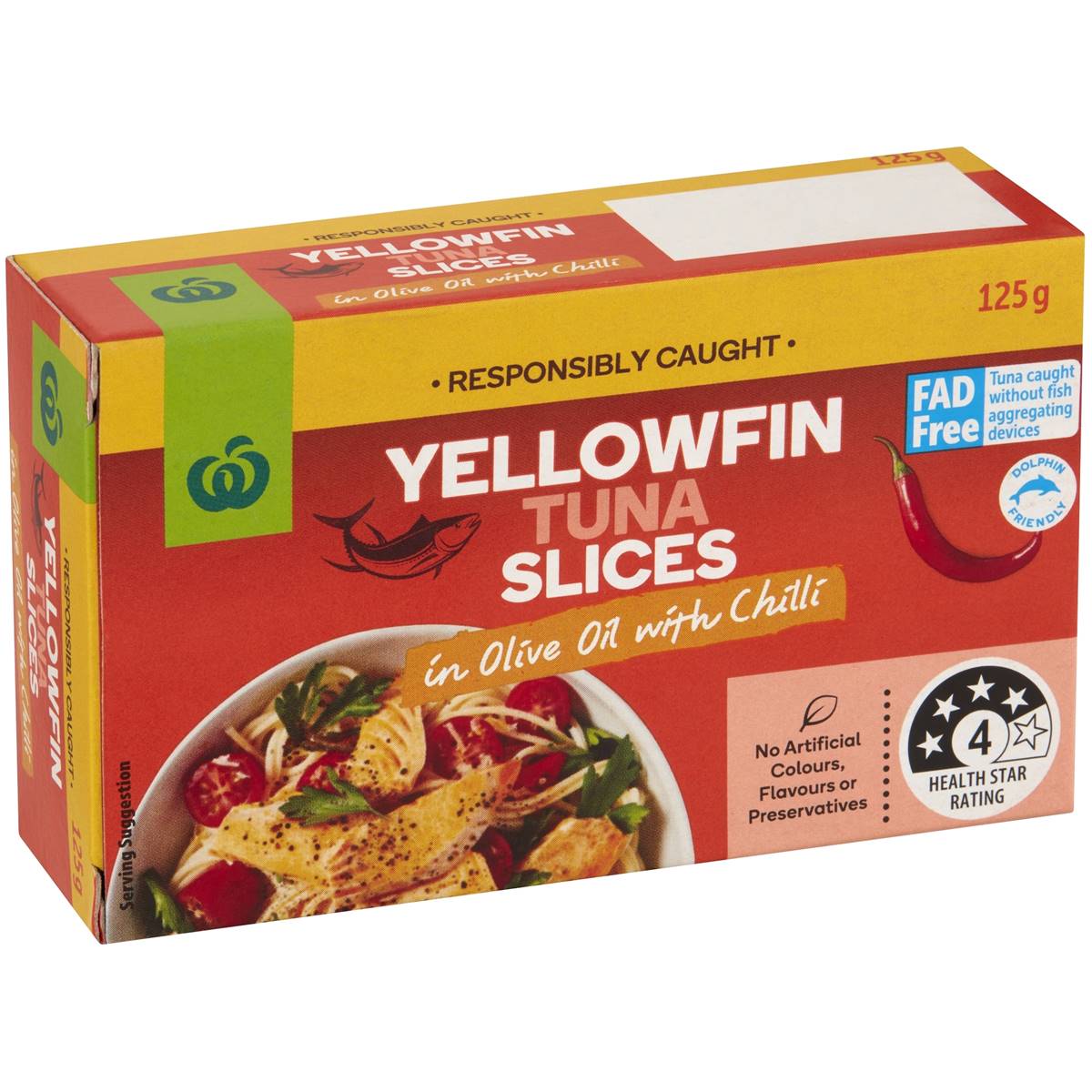 Calories in Woolworths Yellowfin Tuna Slices In Olive Oil With Chilli