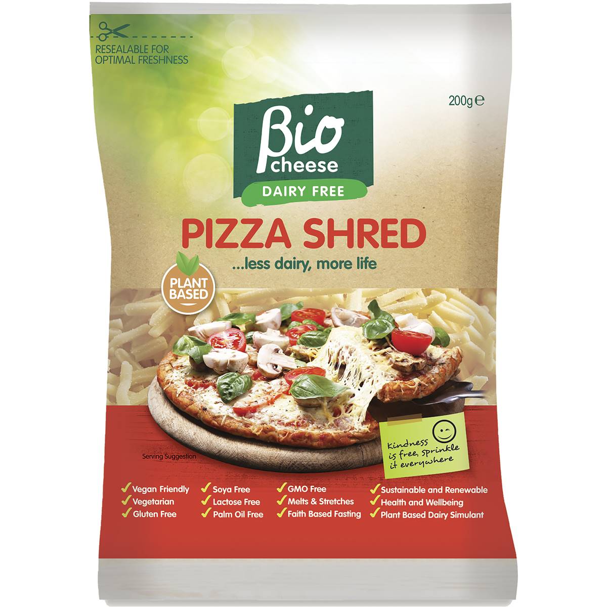 Calories in Bio Cheese Dairy Free Pizza Shred